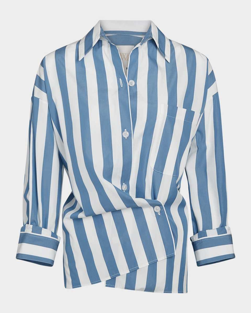 New Earl Wide Striped Asymmetric Button-Front Shirt